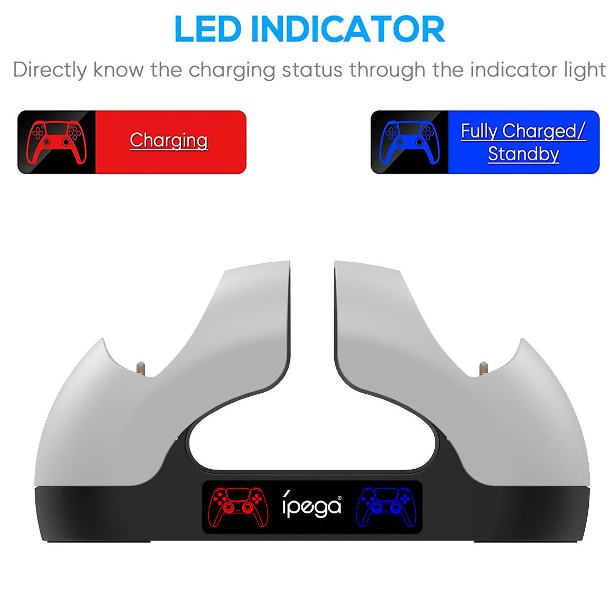 IPEGA PG-P5008 Portable Gamepad Charging Station Handheld Game Controller Dual Charging Dock for PS5 Controller IPEGA PG-P5008 Portable Gamepad Charging Station Handheld Game Controller Dual Charging Dock for PS5 Controller